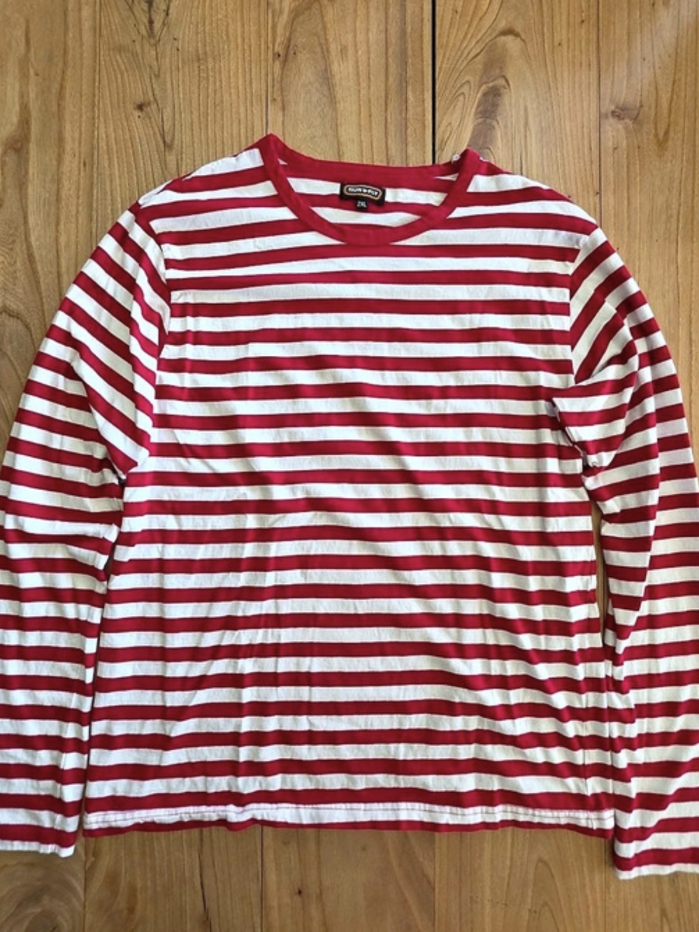 Run & Fly Red & White Stripe Long Sleeve T-Shirt - Men/Unisex 2XL - Fits L-XL